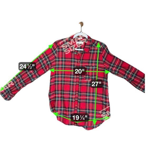 Hollister Boyfriend Fit Flannel Button Down Shirt Plaid Red Multi Women M - Picture 5 of 5